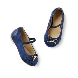 Janie and Jack | Suede Bridle Bit Ballet Flat, Merchant Marine Blue